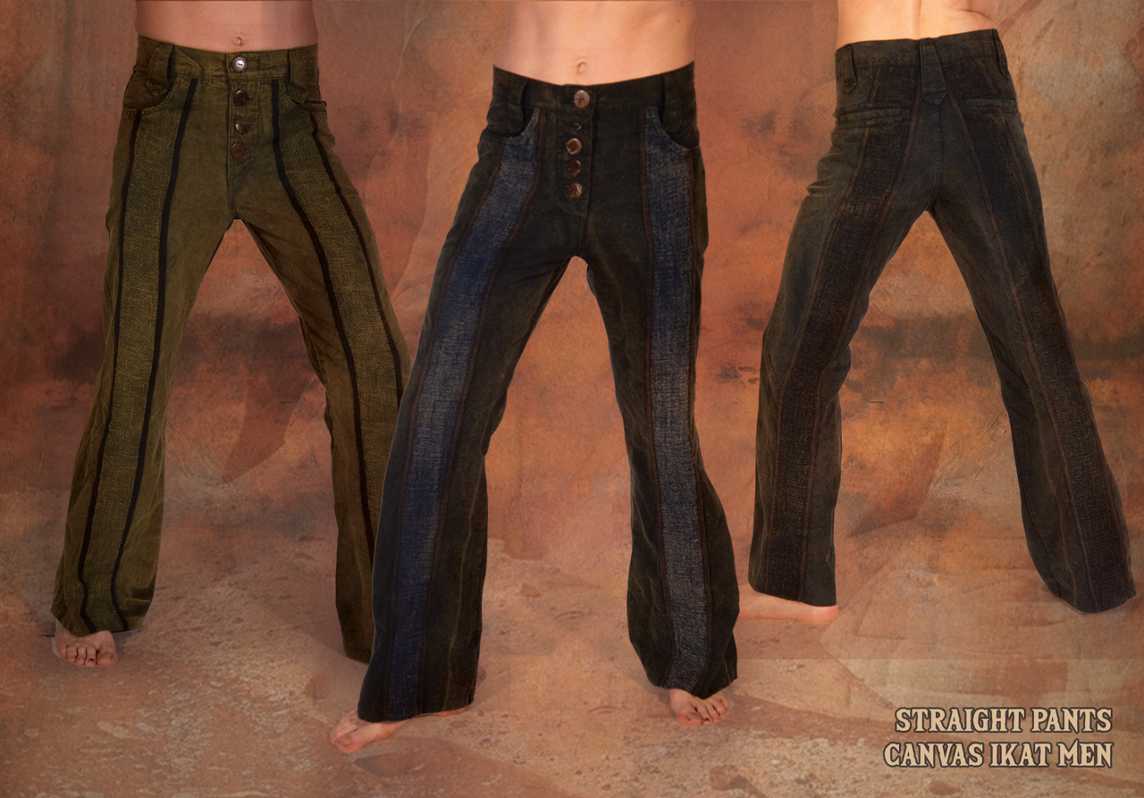 fit pants man canvas ikat stonewash