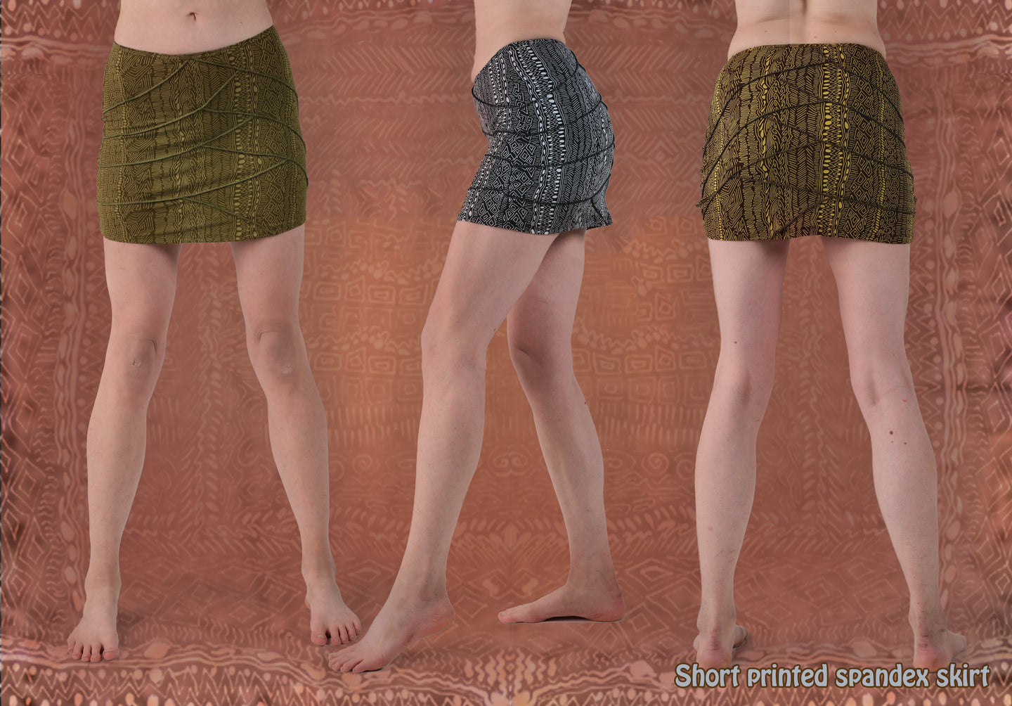 short skirt spandex tribal print